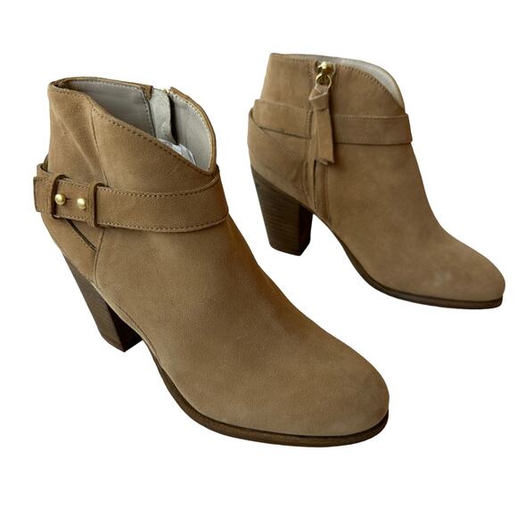 Boden Boots Tan Faux Suede Western Ankle Boot Studs Straps Women's Size 36 5.5 - Picture 2 of 11